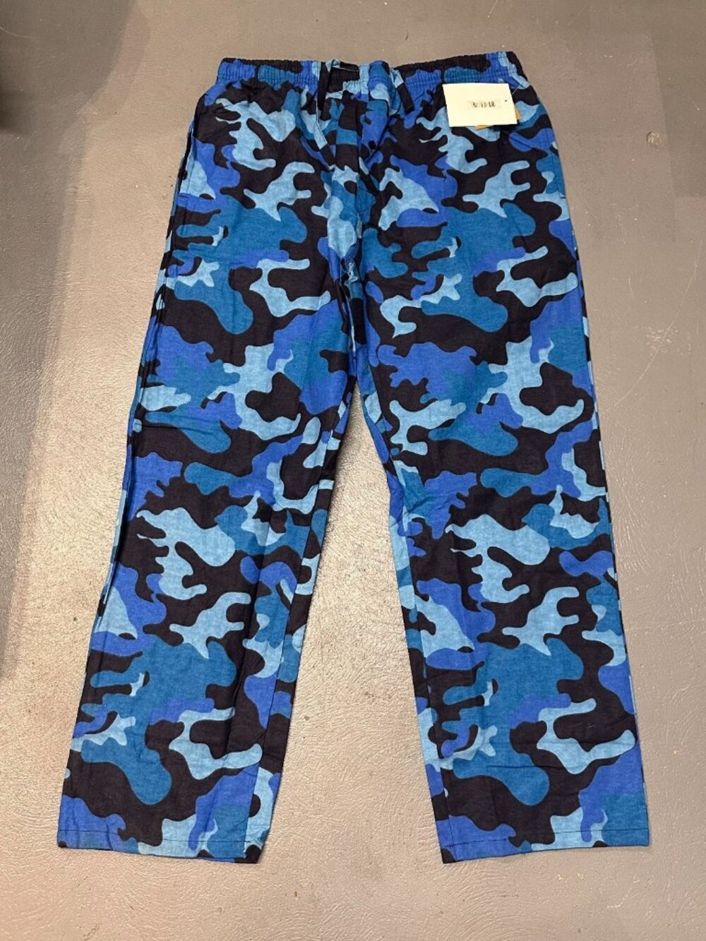 3/$30 Men Pajama Pants X-Large Blue Camo Cotton Flannel Elastic Waist
